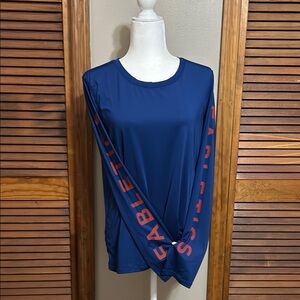 Fabletics Blue Long Sleeve Crew Neck Graphic Tee